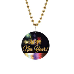Happy New Year Medallion 33" Bead Necklaces