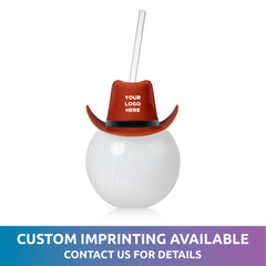 Brown Cowboy Hat 20 oz. Ball Cup with Straw