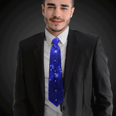 LED Blue Sequin Necktie