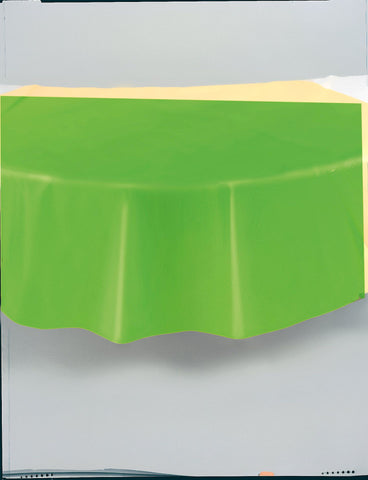 Lime Green Solid Round Plastic Table Cover, 84"
