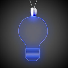 Blue LED Light Bulb Pendant Necklaces