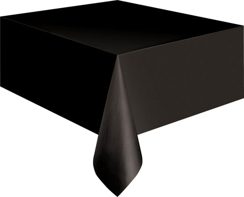 Midnight Black Solid Rectangular Plastic Table Cover, 54" x 108"