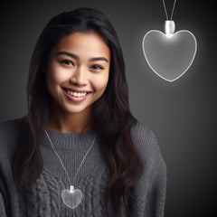 White LED Heart Pendant Necklace
