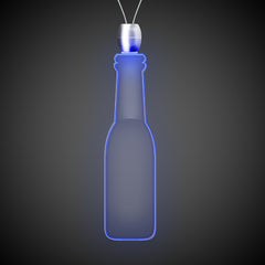 Blue LED Round Bottle Pendant Necklaces