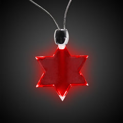 Red LED Star of David Pendant Necklace