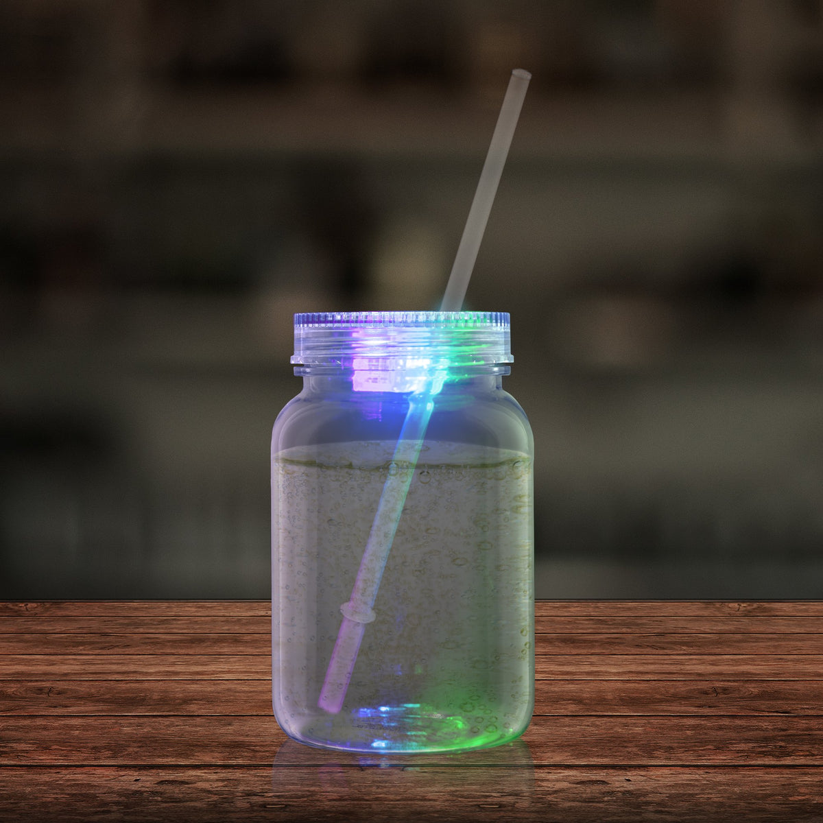 LED 20 oz. Mason Jar with Straw