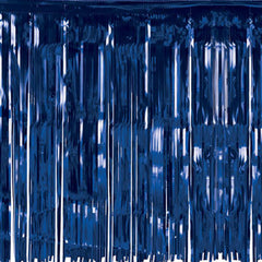 Blue Metallic Fringed Table Skirt