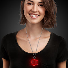 Red LED Star of David Pendant Necklace
