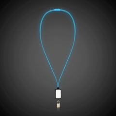Blue LED Lanyard with Badge Clip