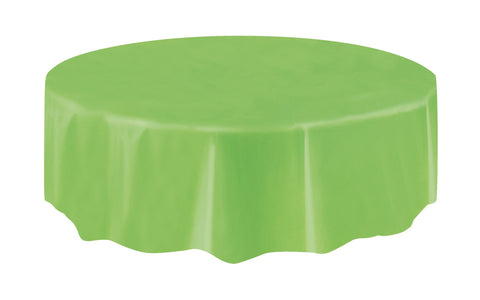 Lime Green Solid Round Plastic Table Cover, 84"
