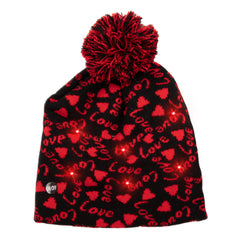 LED Hearts Knit Beanie