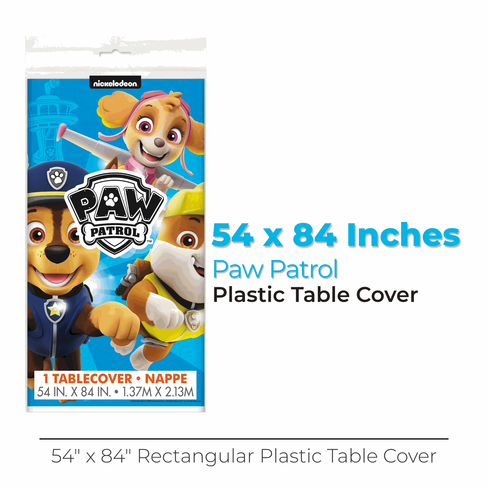 Paw Patrol Rectangular Plastic Table Cover, 54