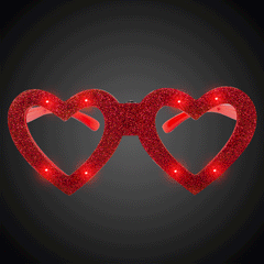 LED Red Heart Glitter Glasses