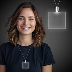 White LED Square Pendant Necklace