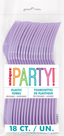 Lavender Solid Plastic Forks, 18ct