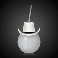 LED White Cowboy Hat 20 oz. Ball Cup with Straw
