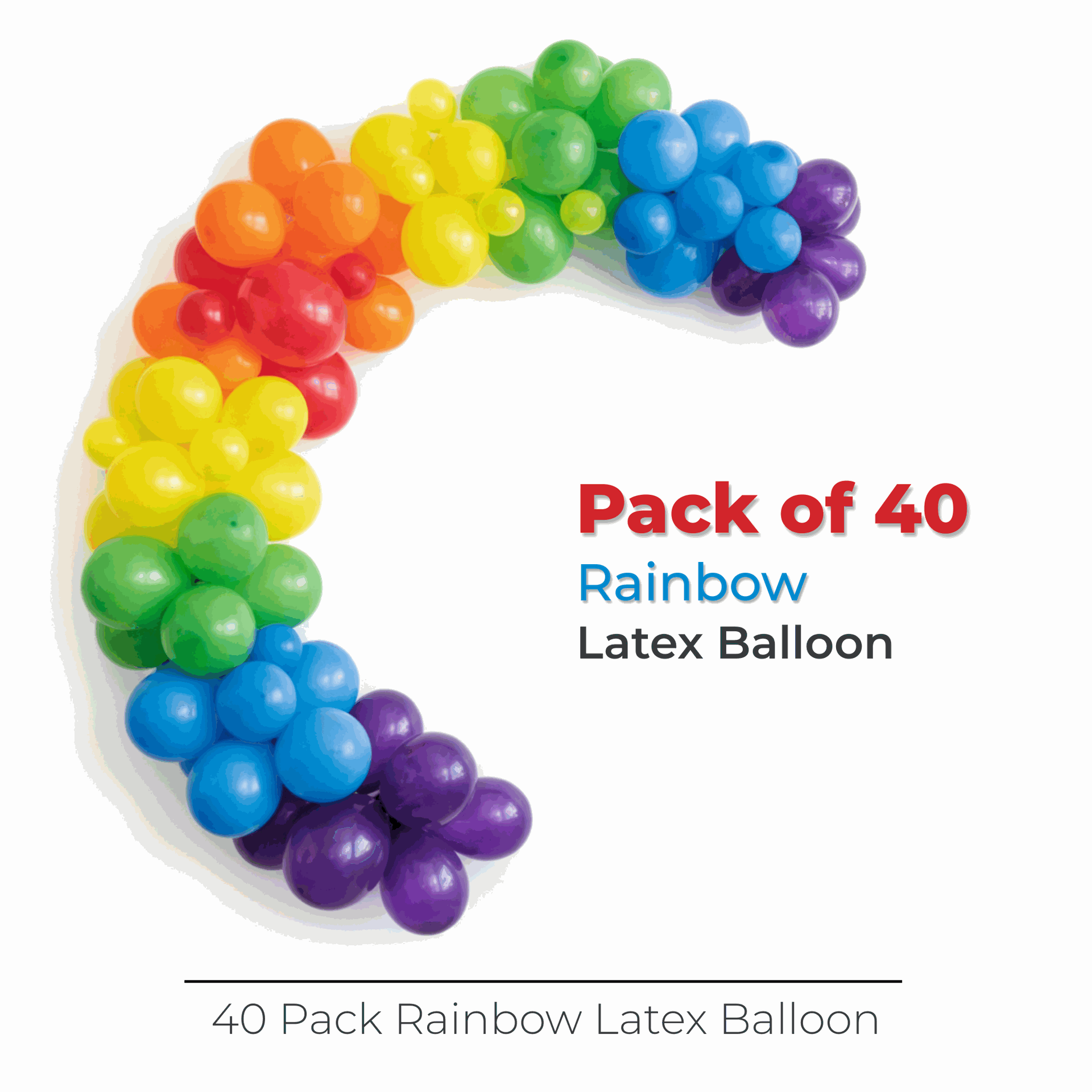 Rainbow Latex Balloon Arch Kit, 40pc – Windy City Novelties