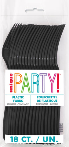 Black Solid Plastic Forks, 18ct