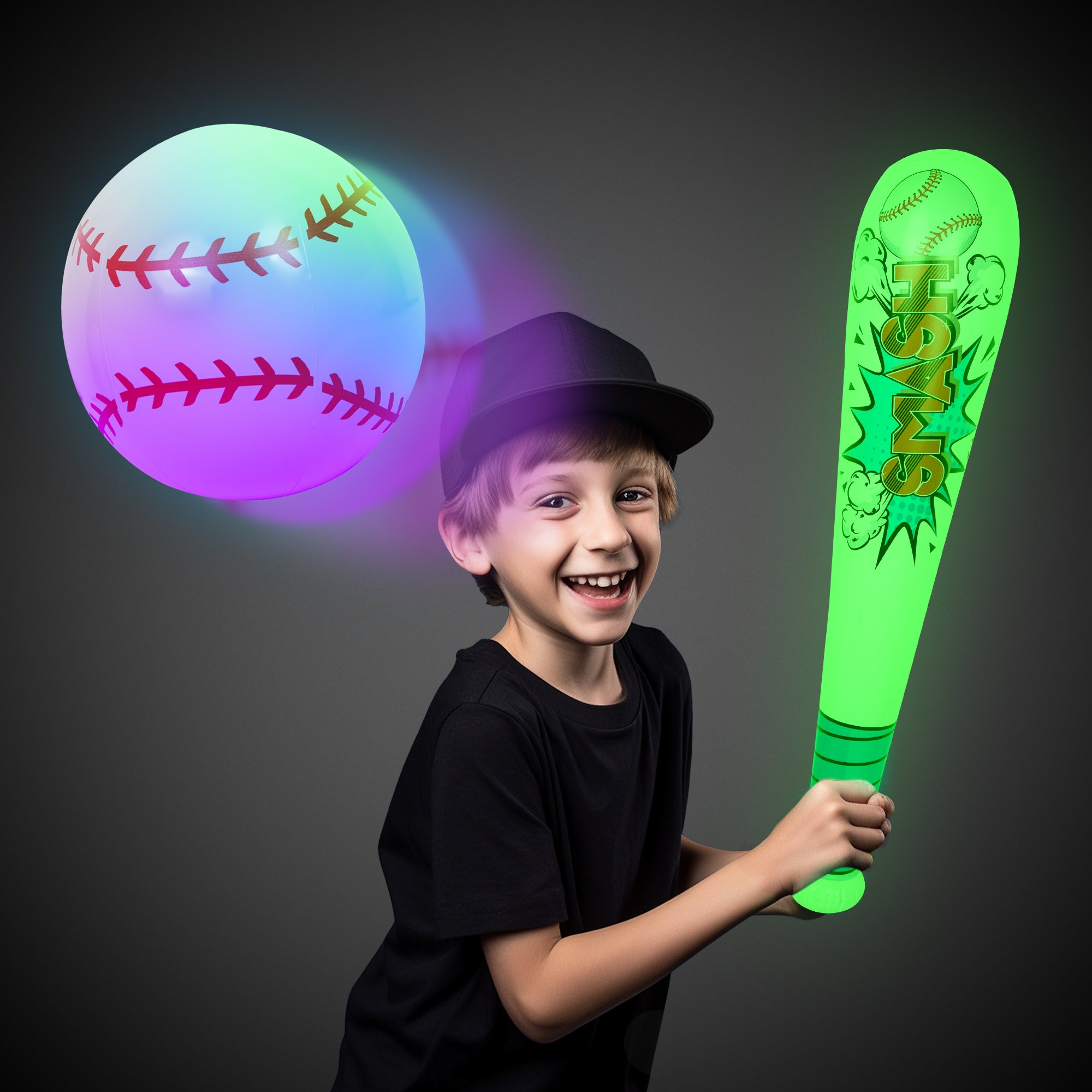 LED Inflatable Baseball & Bat Set | Light-Up Baseball & Bat – Windy ...