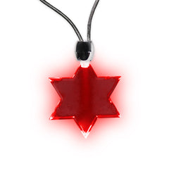 Red LED Star of David Pendant Necklace