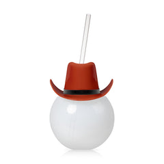 Brown Cowboy Hat 20 oz. Ball Cup with Straw