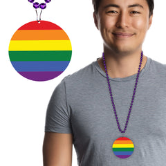 Rainbow Pride Medallion Bead Necklaces