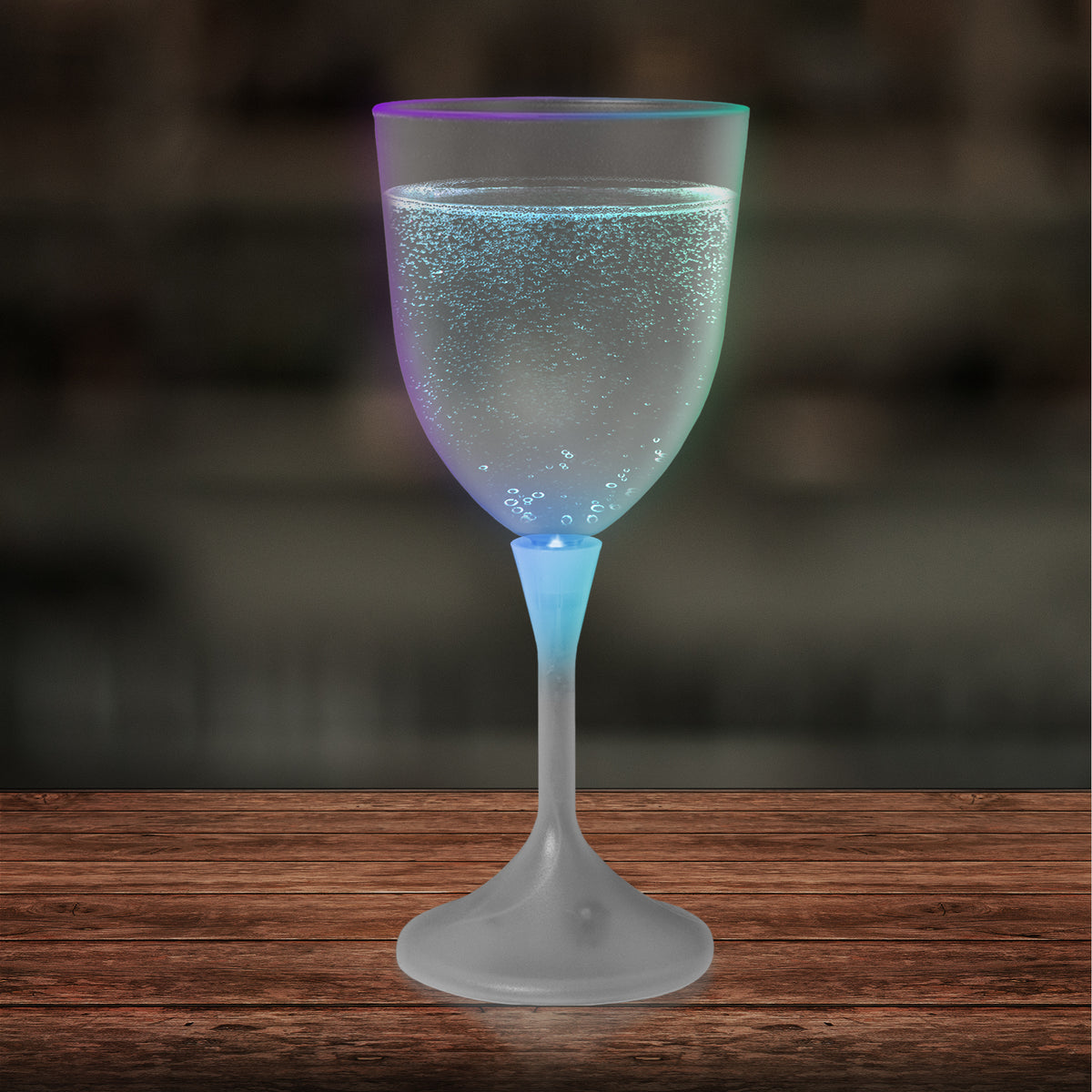 LED 10 oz. Frosted Wine Glass White Stem