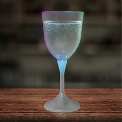 LED 10 oz. Frosted Wine Glass White Stem