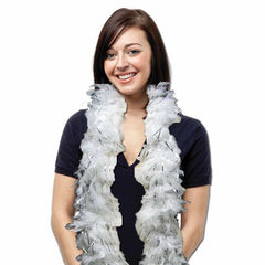 White Feather Boa With Silver Tinsel