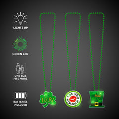 St. Patrick's Day LED Pendant Bead Necklaces Retail Display