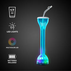 LED Blue Flashing 17 oz. Yard Glass