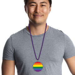 Rainbow Pride Medallion Bead Necklaces