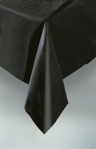 Midnight Black Solid Rectangular Plastic Table Cover, 54" x 108"