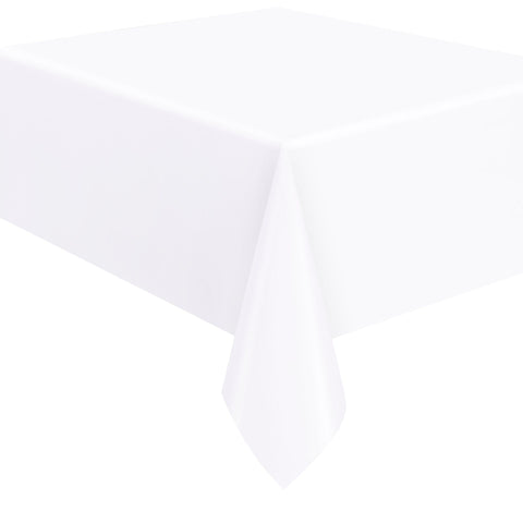 Bright White Solid Rectangular Plastic Table Cover, 54" x 108"