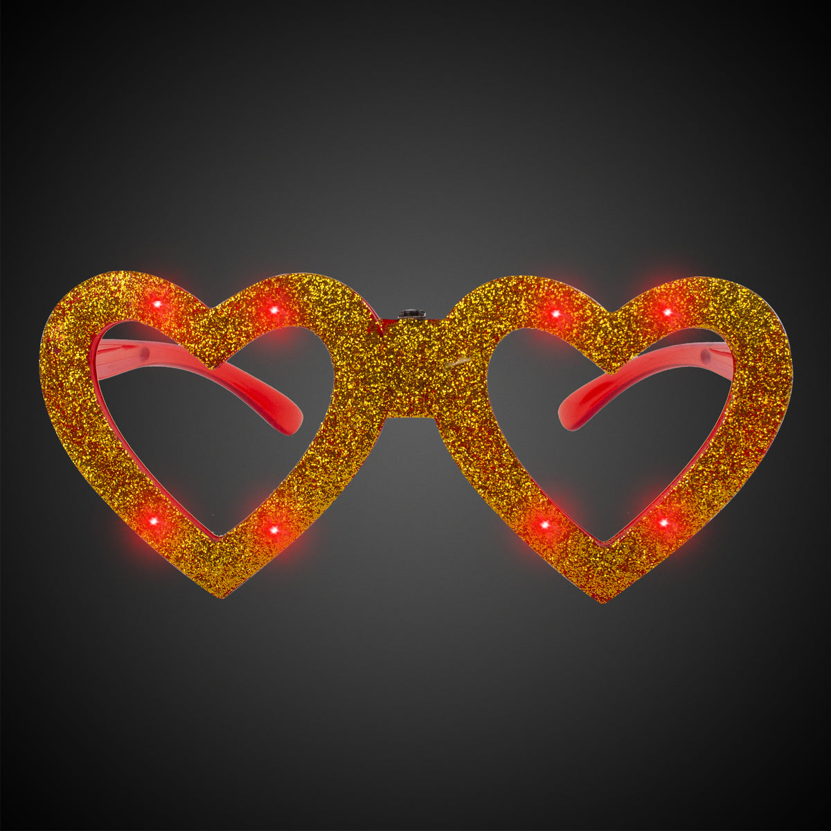 LED Gold Heart Glitter Glasses