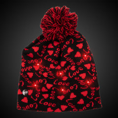 LED Hearts Knit Beanie
