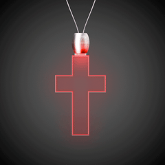 Red LED Cross Pendant Necklace