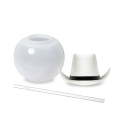 White Cowboy Hat 20 oz. Ball Cup with Straw
