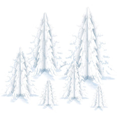 3D Clear Winter Pine Trees Centerpiece