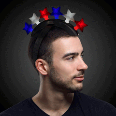 LED Patriotic Stars Mohawk Headband