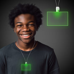 Green LED Rectangle Pendant Necklace