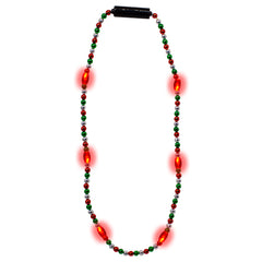 LED Red, Green &  Silver Bead Necklace