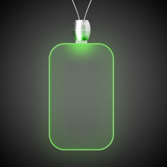 Green LED Dog Tag Pendant Necklace