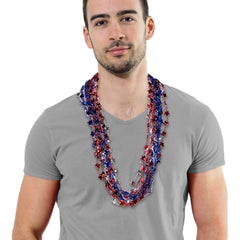 Red, White & Blue Star Bead 33" Necklaces
