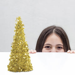 Gold Tinsel Tree 10" Centerpiece