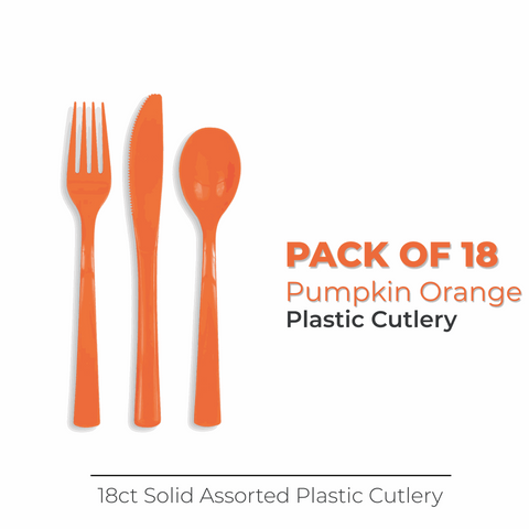Pumpkin Orange Solid Assorted Plastic Cutlery, 18ct