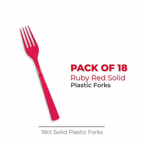 Ruby Red Solid Plastic Forks, 18ct