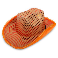 LED Orange Sequin Cowboy Hat