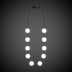 LED White Button Necklace