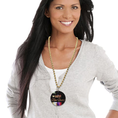 Happy New Year Medallion 33" Bead Necklaces